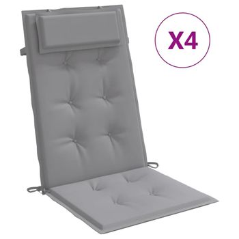 Cojines De Silla Con Respaldo Alto 4 Uds Tela Oxford Gris Vidaxl