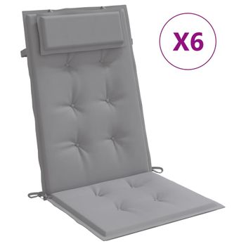 Cojines De Silla Con Respaldo Alto 6 Uds Tela Oxford Gris Vidaxl