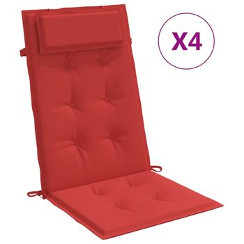 Cojines De Silla Con Respaldo Alto 4 Uds Tela Oxford Rojo Vidaxl