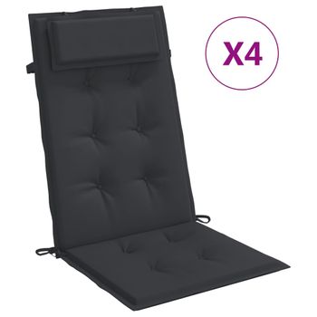 Cojines De Silla Con Respaldo Alto 4 Uds Tela Oxford Negro Vidaxl