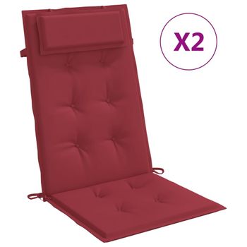 Cojines De Silla Con Respaldo Alto 2 Uds Tela Oxford Rojo Tinto Vidaxl