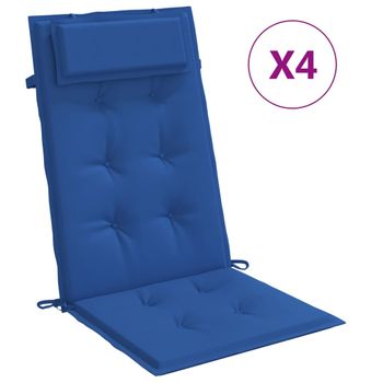 Cojines De Silla Con Respaldo Alto 4 Uds Tela Oxford Azul Klein Vidaxl