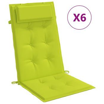 Cojines De Silla Respaldo Alto 6 Uds Tela Oxford Verde Brillo Vidaxl