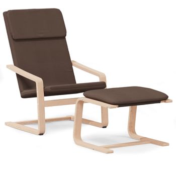 Sillón De Relax Con Taburete Tela Marrón Oscuro Vidaxl