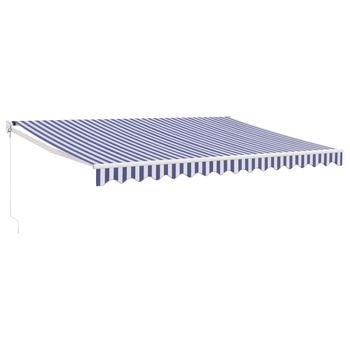 Toldo Retráctil Aluminio Y Tela Azul Y Blanco 4x3 M Vidaxl