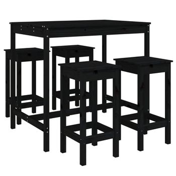 Mesa y taburetes altos plegables 5 piezas Conjunto de muebles de jardín  madera maciza de teca ES59452A
