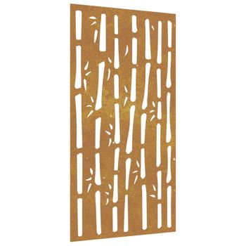 Adorno De Pared De Jardín Acero Corten Diseño Bambú 105x55 Cm Vidaxl