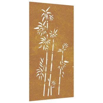 Adorno De Pared De Jardín Acero Corten Diseño Bambú 105x55 Cm Vidaxl