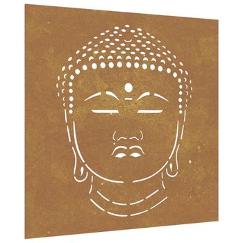 Adorno De Pared De Jardín Acero Corten Cabeza De Buda 55x55 Cm Vidaxl