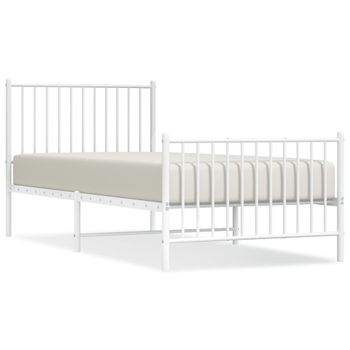 Estructura Cama Metal Con Cabecero Y Pie Cama Blanca 90x200 Cm Vidaxl