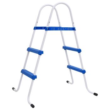 Escalera Para Piscina Acero Azul Y Blanco 84 Cm Vidaxl