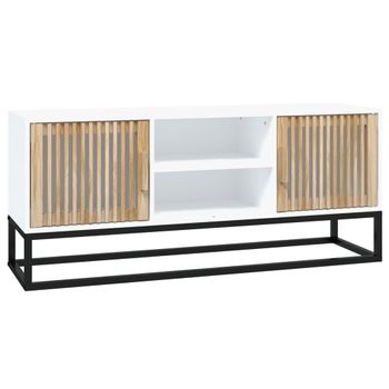 Mueble De Tv Hierro Y Madera Contrachapada Blanco 105x30x45 Cm Vidaxl