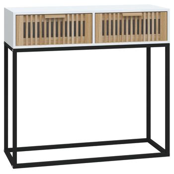 Mesa Consola Hierro Y Madera Contrachapada Blanco 80x30x75 Cm Vidaxl