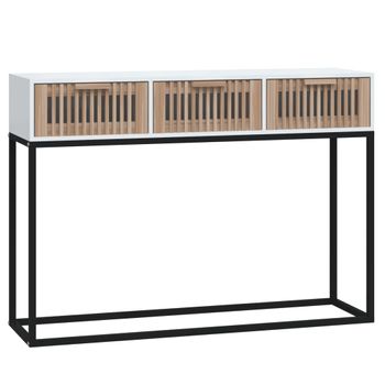 Mesa Consola Hierro Y Madera Contrachapada Blanco 105x30x75 Cm Vidaxl