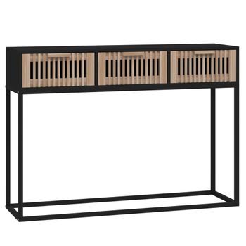 Mesa Consola Hierro Y Madera Contrachapada Negro 105x30x75 Cm Vidaxl