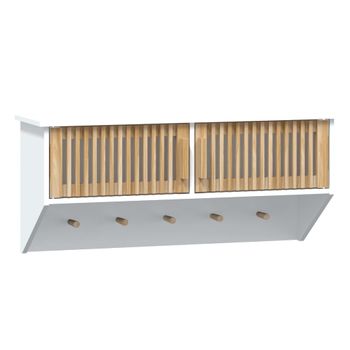 Armario Pared Ganchos Madera Contrachapada Blanco 80x24x35,5 Cm Vidaxl