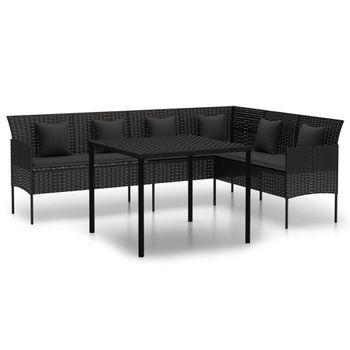 Set Comedor De Jardín 2 Pzas Con Cojines Ratán Sintético Negro Vidaxl