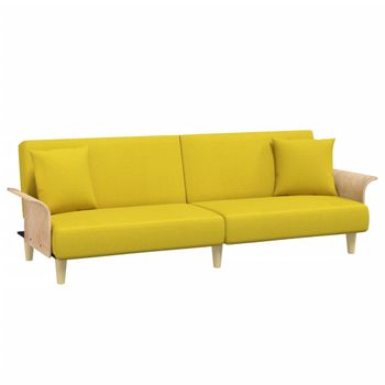 Sofá cama de suelo 2 en 1 tela amarillo oscuro 112x174x55 cm