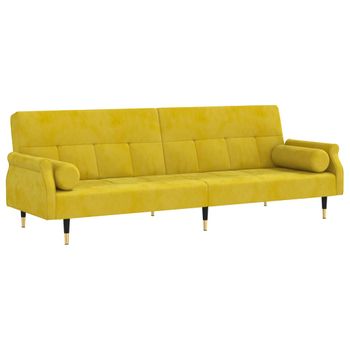 Sofá Cama Con Cojines Terciopelo Amarillo Vidaxl