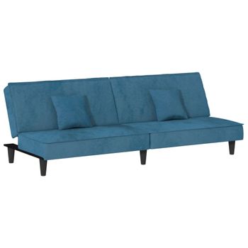 Sofá Cama De Terciopelo Azul Vidaxl