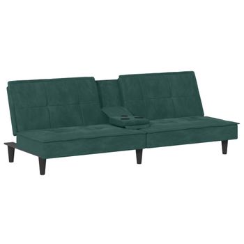 Sofá Cama Con Portavasos Terciopelo Verde Oscuro Vidaxl