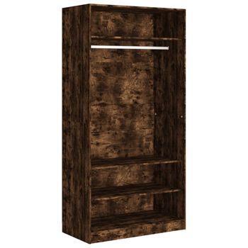 Armario Madera Contrachapada Color Roble Ahumado 100x50x200 Cm Vidaxl