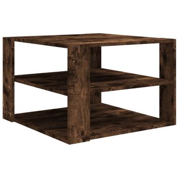 Mesa De Centro Madera Contrachapada Roble Ahumado 60x60x40 Cm Vidaxl