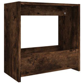 Mesa Auxiliar Madera Contrachapada Roble Ahumado 50x26x50 Cm Vidaxl