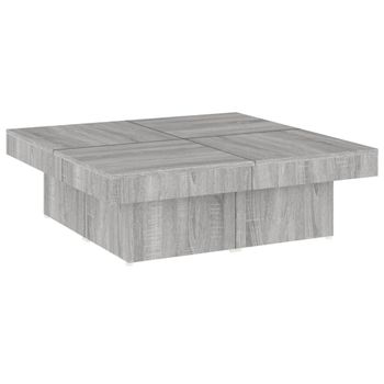 Mesa De Centro Madera Contrachapada Gris Sonoma 90x90x28 Cm Vidaxl