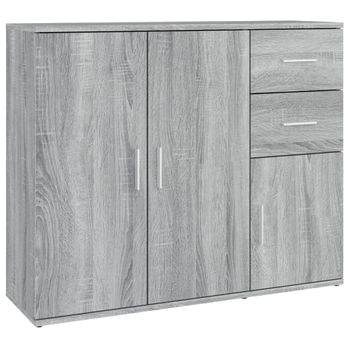 Aparador De Madera Contrachapada Gris Sonoma 91x29,5x75 Cm Vidaxl