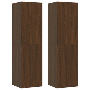 Muebles Para Tv De Pared 2 Uds Roble Marrón 30,5x30x110 Cm Vidaxl