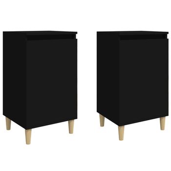 Mesitas De Noche 2 Uds Madera Contrachapada Negro 40x35x70 Cm Vidaxl