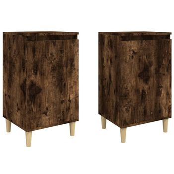 Mesitas Noche 2 Uds Madera Contrachapada Roble Humo 40x35x70 Cm Vidaxl