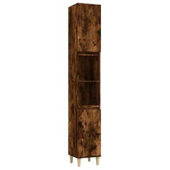 Armario De Baño Madera Contrachapada Roble Ahumado 30x30x190 Cm Vidaxl