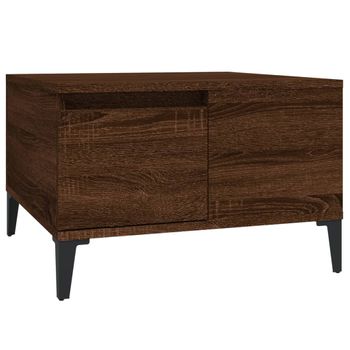 Mesa De Centro Madera Contrachapada Roble Marrón 55x55x36,5 Cm Vidaxl