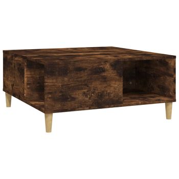 Mesa De Centro Madera Contrachapada Roble Ahumado 80x80x36,5 Cm Vidaxl