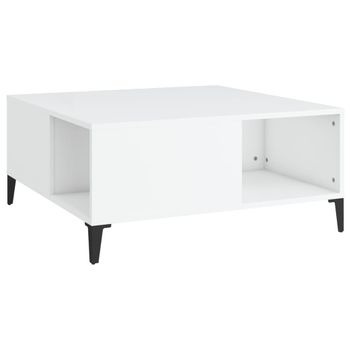 Mesa De Centro Madera Contrachapada Blanco 80x80x36,5 Cm Vidaxl