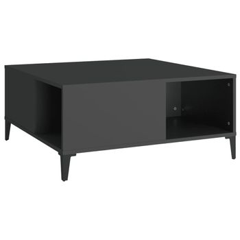 Mesa De Centro Madera Contrachapada Negro 80x80x36,5 Cm Vidaxl