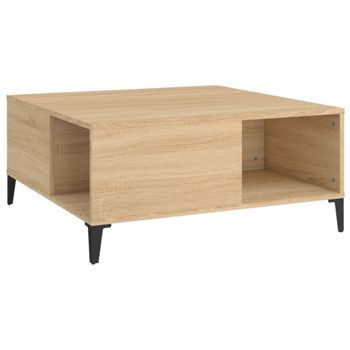 Mesa De Centro Madera Contrachapada Roble Sonoma 80x80x36,5 Cm Vidaxl