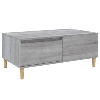 Mesa De Centro Madera Contrachapada Gris Sonoma 90x50x36,5 Cm Vidaxl