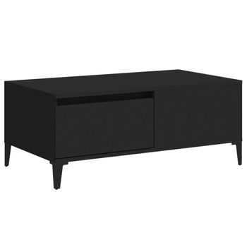 Mesa De Centro Madera Contrachapada Negro 90x50x36,5 Cm Vidaxl