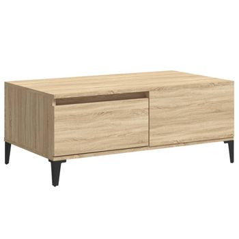 Mesa De Centro Madera Contrachapada Roble Sonoma 90x50x36,5 Cm Vidaxl