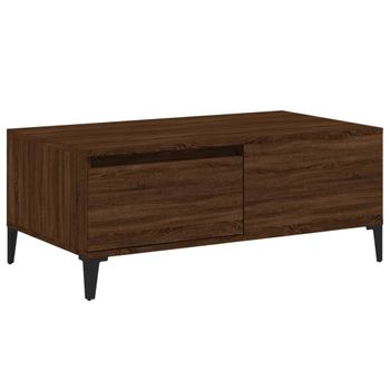 Mesa De Centro Madera Contrachapada Marrón Roble 90x50x36,5 Cm Vidaxl