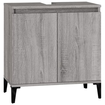 Armario De Lavabo Madera Contrachapada Gris Sonoma 58x33x60 Cm Vidaxl