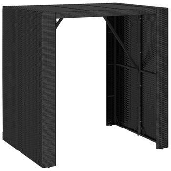 Mesa Alta Bar Ratán Pe Y Superficie Vidrio Negro 105x80x110 Cm Vidaxl