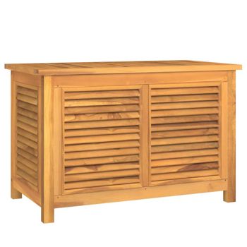 Caja De Almacenaje De Jardín Con Bolsa Teca Maciza 90x50x58 Cm Vidaxl