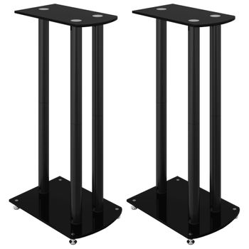 Soportes De Altavoces 2 Uds Vidrio Templado Negro 3 Pilares Vidaxl