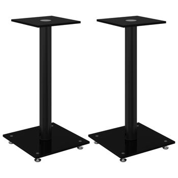 Soportes De Altavoces 2 Uds Vidrio Templado Negro 1 Pilar Vidaxl