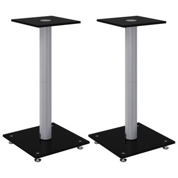 Soportes De Altavoces 2 Uds Vidrio Templado Plata Negro 1 Pilar Vidaxl