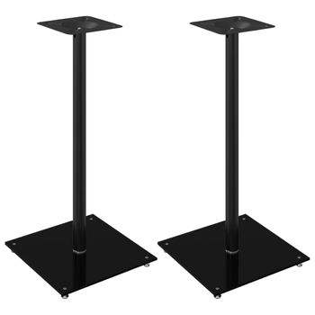 Soportes De Altavoces 2 Uds Vidrio Templado Negro 1 Pilar Vidaxl